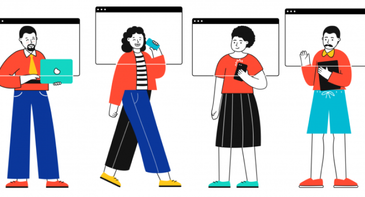 Four people working from home