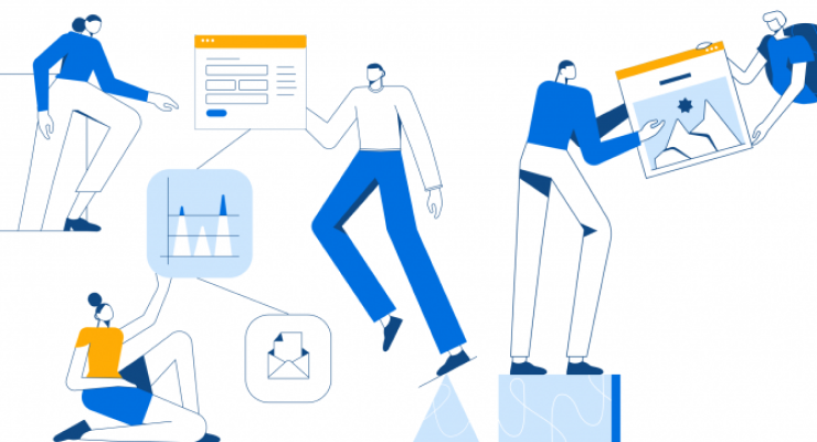 Five people sharing different tools with each other